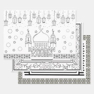 Ramadan mubarak jumbo colouring pages wrapping paper sheet