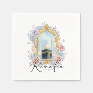 Ramadan Mubarak Kaaba Floral Islamic Party Decor Napkin