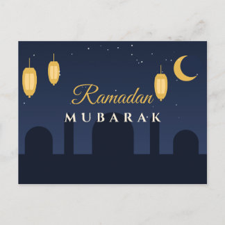 Ramadan Mubarak Lanterns Navy Gold Greeting Postca Postcard