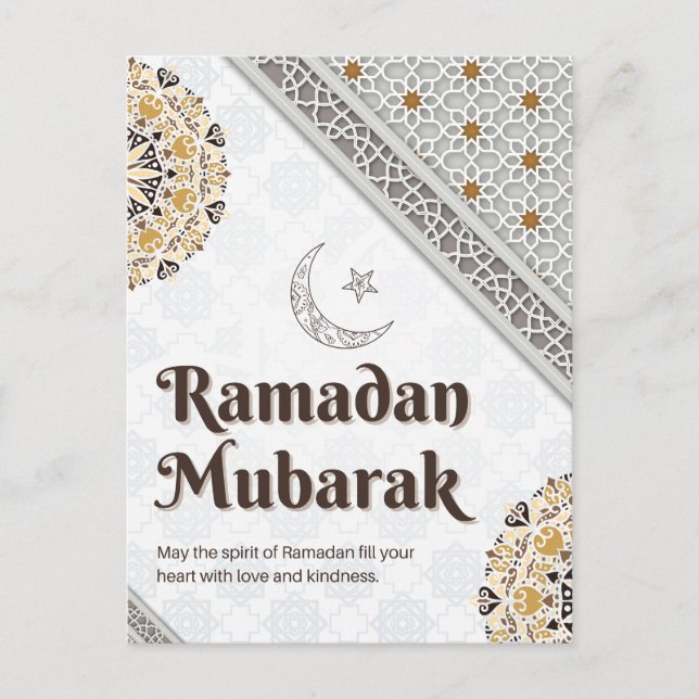 Ramadan Mubarak Mandala Crescent Art Postcard (Front)