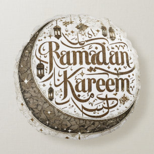 Ramadan Mubarak Muslim Fasting Ramadan Lanterns Round Pillow