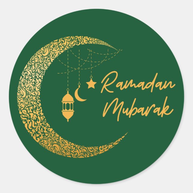 Ramadan Mubarak -Ramadan Kareem -Eid Mubarak Classic Round Sticker (Front)