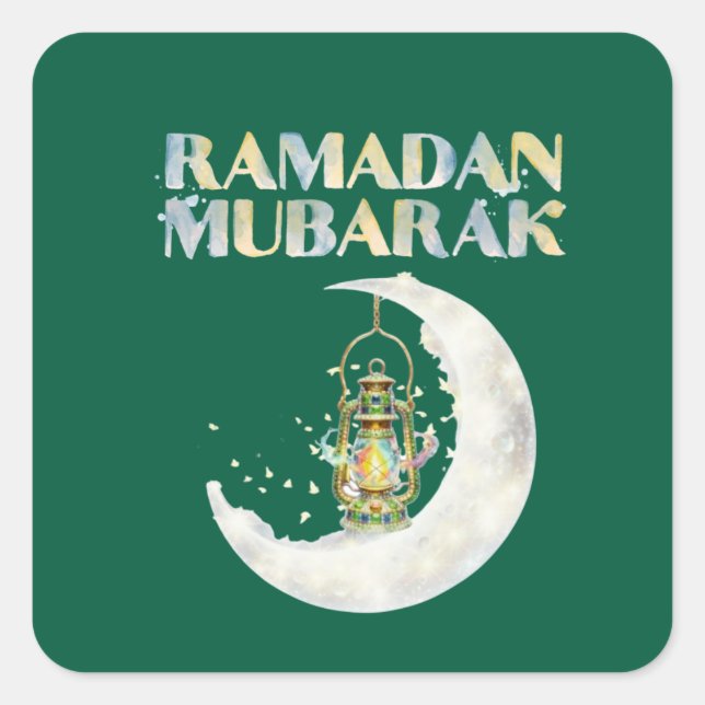 Ramadan Mubarak Square Sticker (Front)