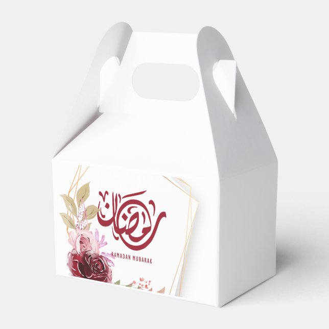 Ramadan Mubarak Watercolor Floral  Favor Box (Front Side)