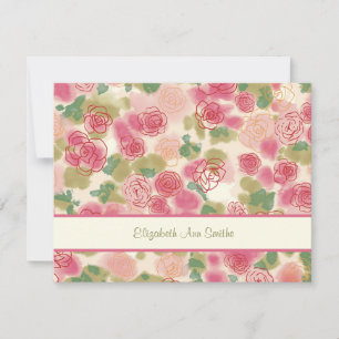 Rambling Rose Personalized Stationery Note Card