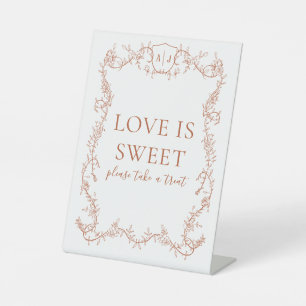 Rambling Rose Terracotta Wedding Love is Sweet Pedestal Sign