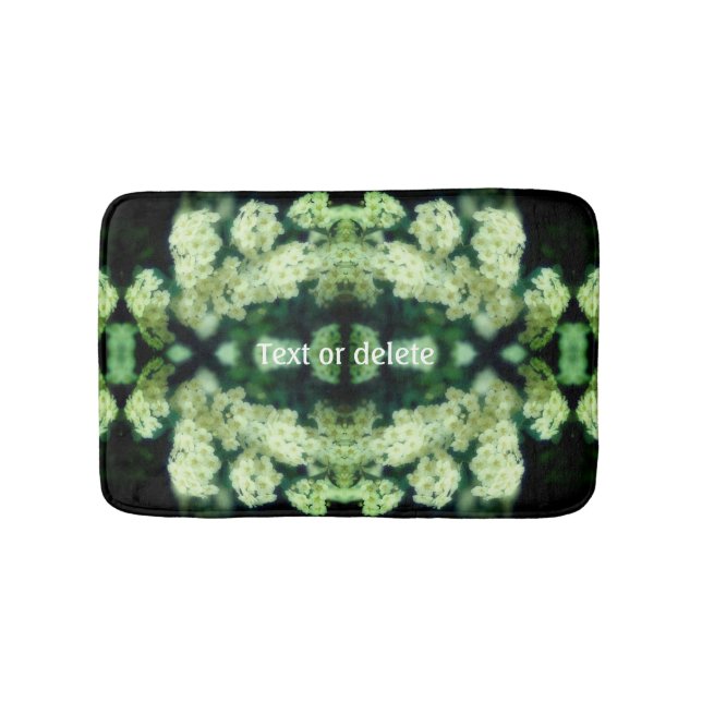 Rambling Wild White Roses Abstract Personalized Bath Mat (Front)