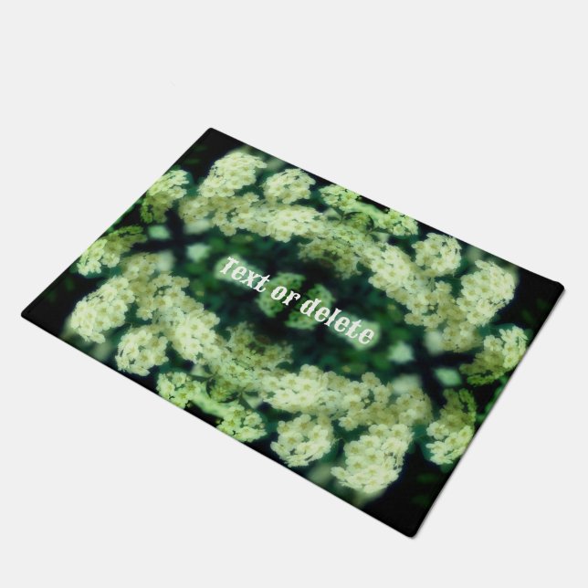 Rambling Wild White Roses Abstract Personalized Doormat (Angled)