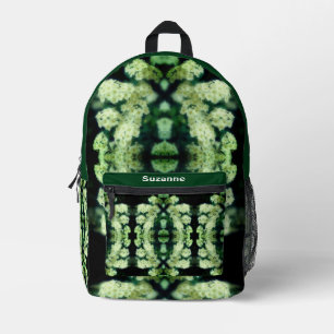 Rambling Wild White Roses Abstract Personalized Printed Backpack