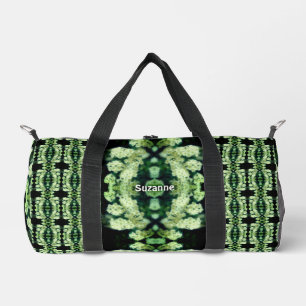 Rambling Wild White Roses Pattern Personalized Duffle Bag