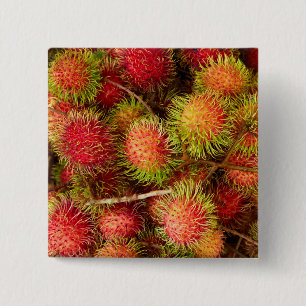 Rambutan Fruit at Can Duoc Market 2 Inch Square Button