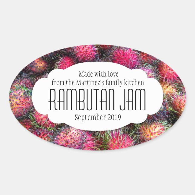 Rambutan preserve jam or food pickle label sticker (Front)