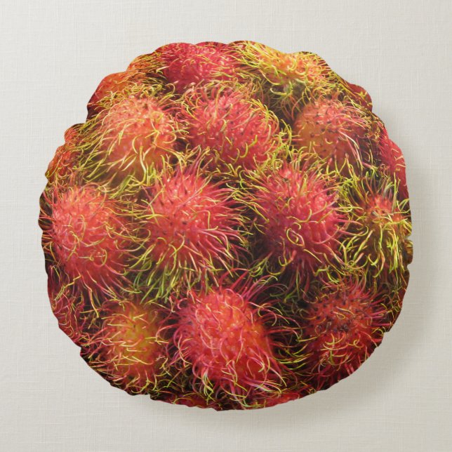 Rambutan Tropical Fruit Round Pillow (Front)
