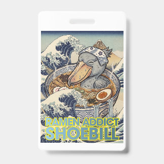 Ramen Addict Japanese Wave Shoebill Badge