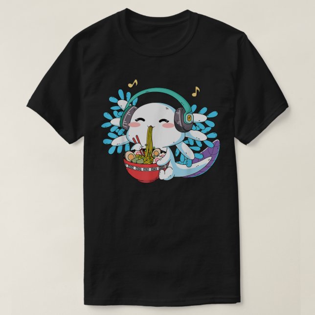 Ramen Axolotl Japanese Noodles Anime Otaku Nu Goth T-Shirt (Design Front)
