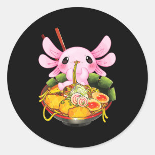Ramen Axolotl Kawaii Anime Japanese Food Gift Girl Classic Round Sticker