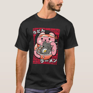 Ramen Bear Tee Kawaii Cute Kitten Noodles Japanese