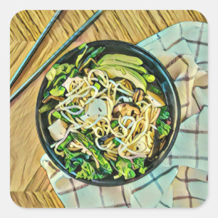 Ramen birthday gift square sticker