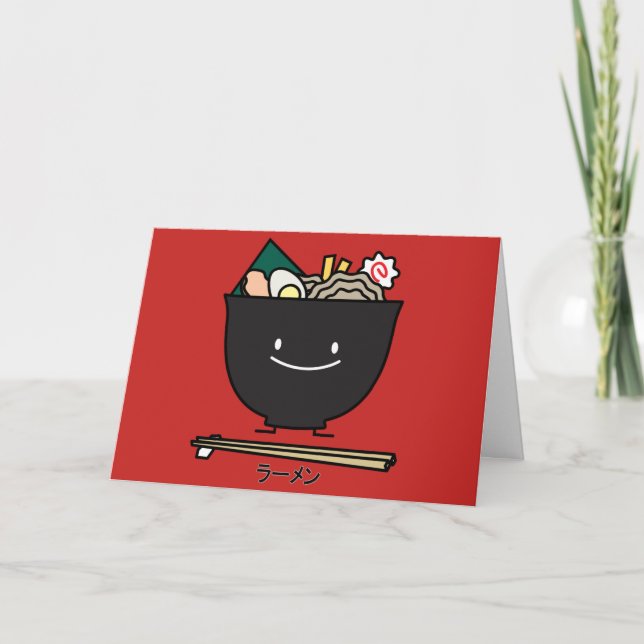Ramen Bowl chopstick pork seaweed Japanese noodles Thank You Card (Front)