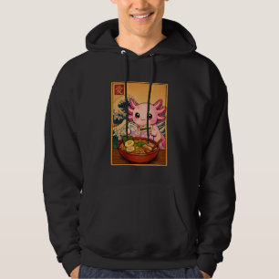 Ramen Bowl Retro Japanese Funny Anime Axolotl Read Hoodie