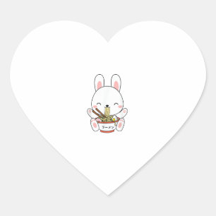 Ramen Bunny Bowl for Kawaii Ramen Noodle Soup Love Heart Sticker