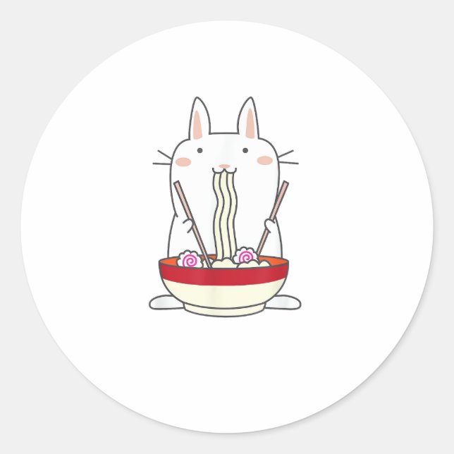 Ramen Bunny  Japanese Noodles Kawaii Rabbit Tee Gi Classic Round Sticker (Front)