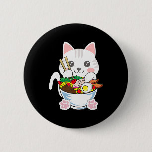 Ramen Cat Anime Bowl Kawaii Neko Japanese Food Gir 2 Inch Round Button