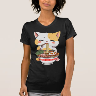 Ramen Cat Anime Bowl Kawaii Neko Japanese Kids Gir T-Shirt