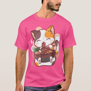 Ramen Cat Anime Bowl Kawaii Neko Japanese  T-Shirt
