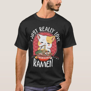 Ramen Cat Anime Kawaii Japanese Gift Girls Officia T-Shirt