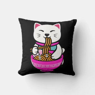 Ramen Cat Anime Neko Gift Kawaii Throw Pillow