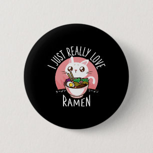 Ramen Cat Anime Shirt - Kawaii Clothes Otaku Cloth 2 Inch Round Button