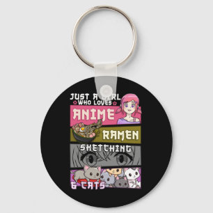Ramen Cat Anime Sketching Just A Girl Who Loves Keychain