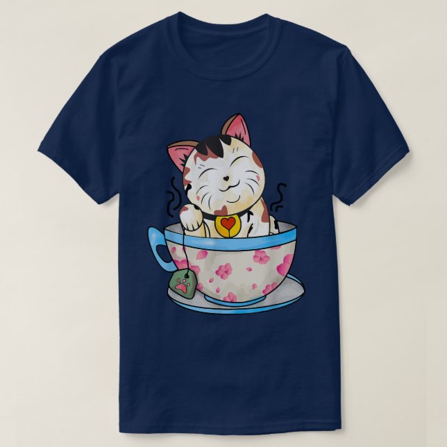 Ramen Cat Cute Kawaii Anime Japanese  T-Shirt (Design Front)