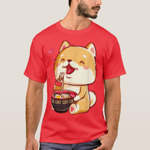Ramen Cat Eating Noodles Japanese Food Anime T-Shirt