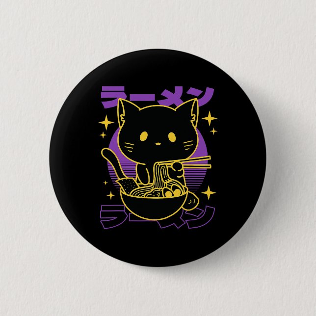 Ramen Cat Japanese  2 Inch Round Button (Front)