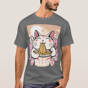 Ramen Cat Japanese Anime Kawaii Cute Korean Manga  T-Shirt