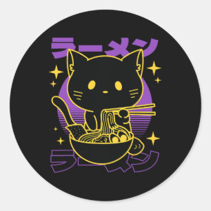 Ramen Cat Japanese Classic Round Sticker