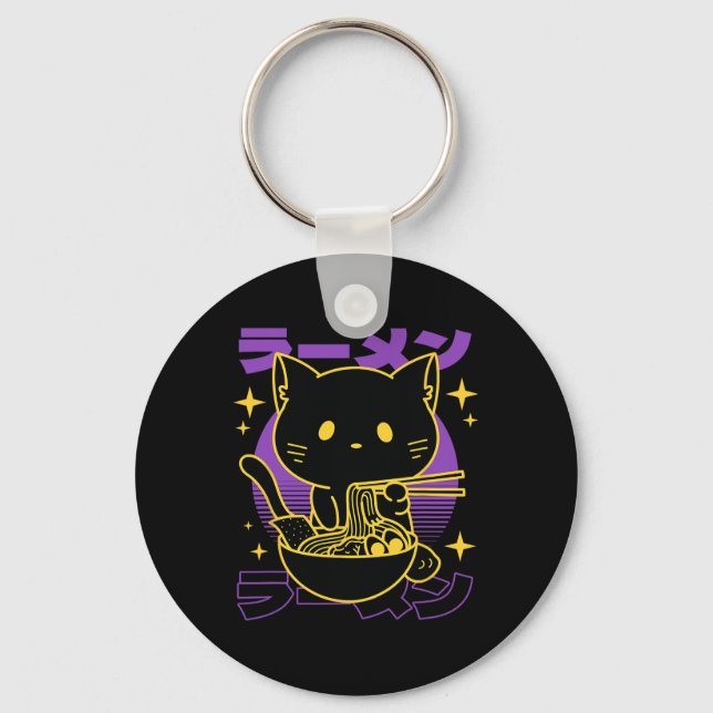 Ramen Cat Japanese  Keychain (Front)