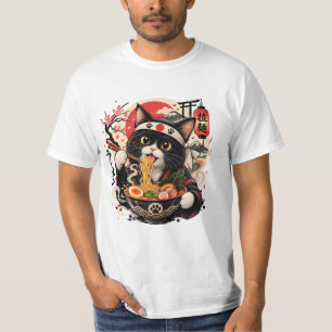 Ramen Cat Japanese Style – Cute Black Cat & Noodle T-Shirt