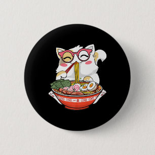 Ramen Cat Kawaii Anime Japanese Food Girls Officia 2 Inch Round Button