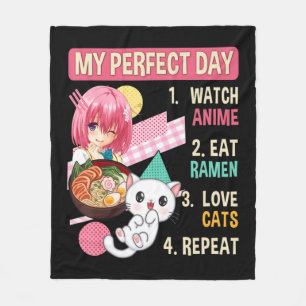 Ramen Cat Kawaii Anime Japanese Food Girls Officia Fleece Blanket