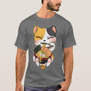 Ramen Cat  Kawaii Anime Japanese Food Girls Teenag T-Shirt