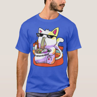 Ramen Cat Kawaii Anime Japanese Food Girls Teenage T-Shirt