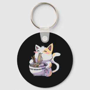 Ramen Cat Kawaii Anime Japanese Gift  Keychain