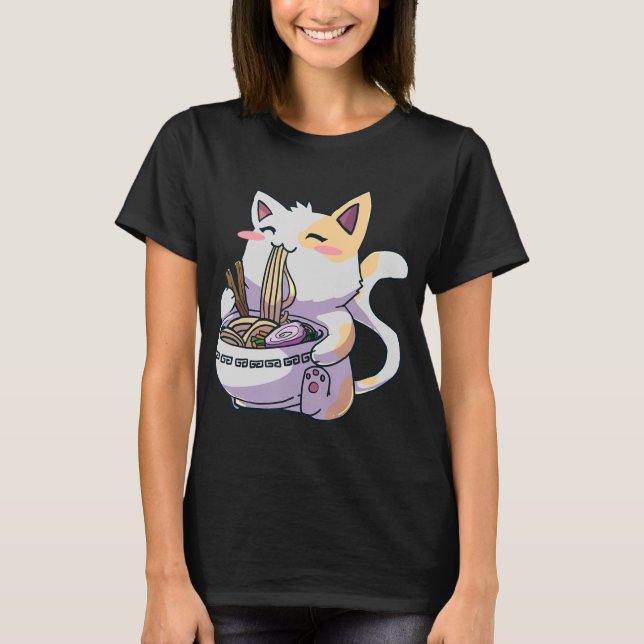 Ramen Cat Kawaii Anime Japanese Gift  T-Shirt (Front)