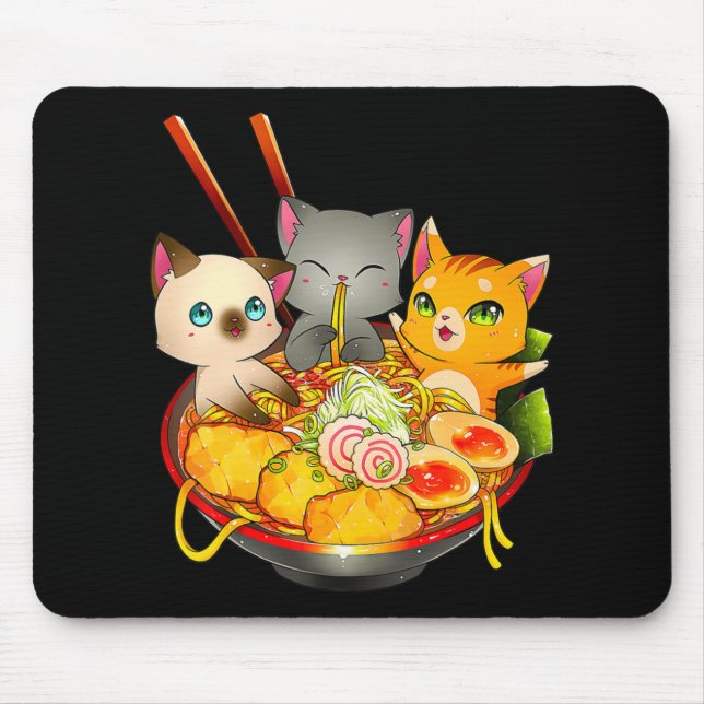 Ramen Cat Kawaii Neko Anime Otaku Cats Japanese No Mouse Pad (Front)