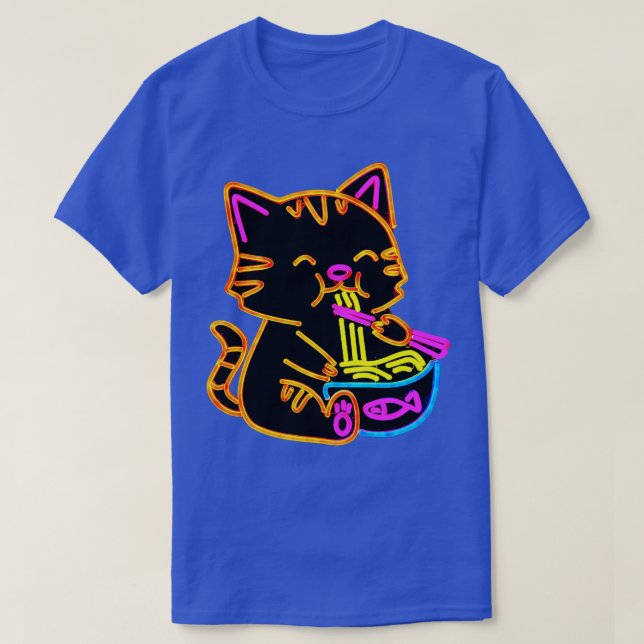 Ramen Cat Neon Sign T-Shirt (Design Front)