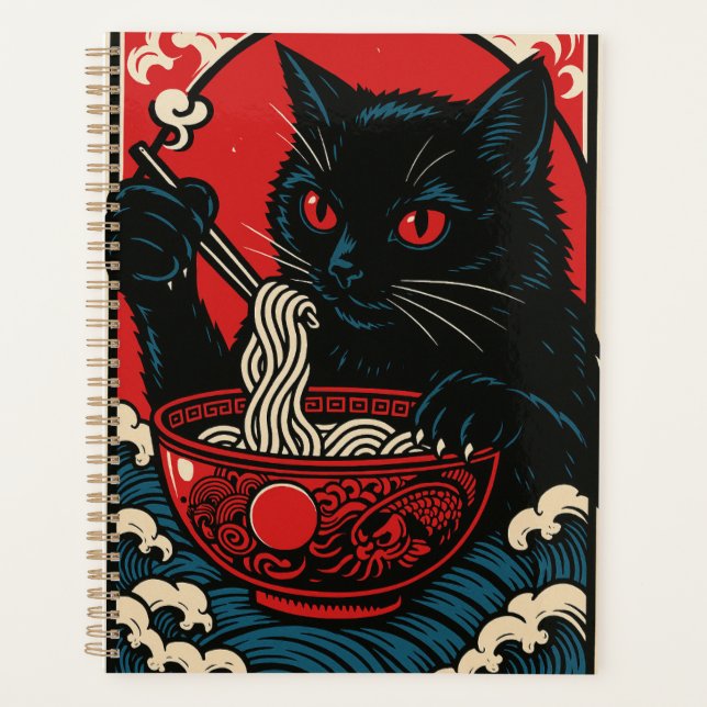 Ramen Cat Planner Japanese Ukiyo-e Black Cat Anime (Devant)