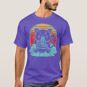 Ramen Cat Retro Sunset 80's Style Kawaii Japanese T-Shirt